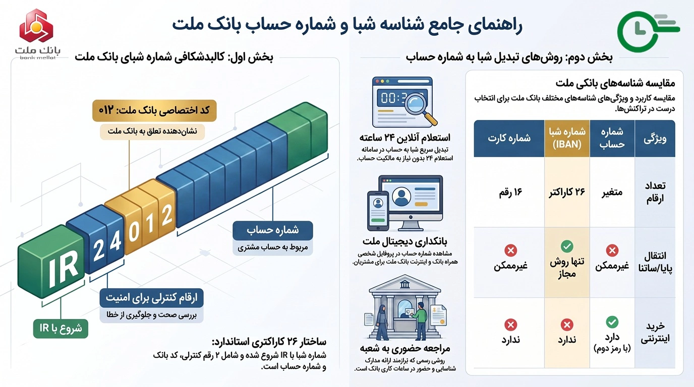 تبدیل شماره شبا به حساب بانک ملت